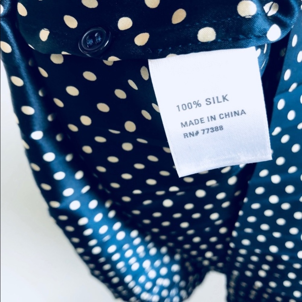 Madewell Alexa Chung sz 0 blue polka dot 100% silk tea dress drop waist pleated - Picture 4 of 8